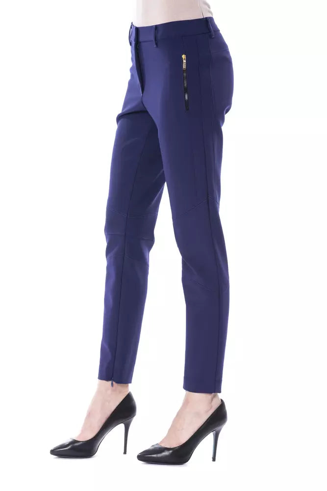 Pantaloni da donna in poliestere blu BYBLOS