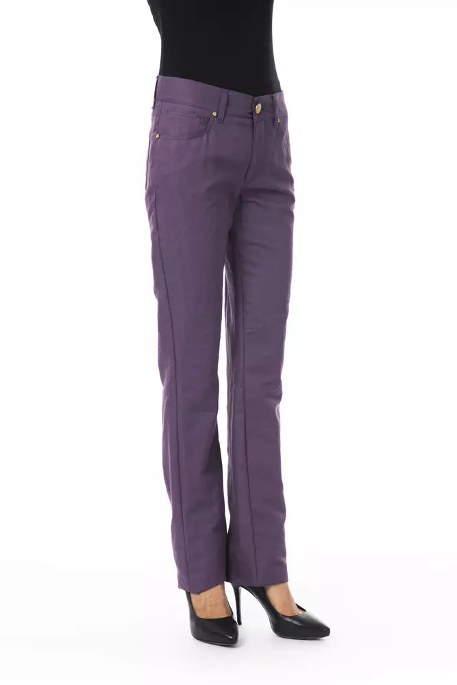Pantaloni da donna in cotone viola BYBLOS