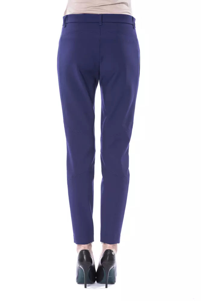 Pantaloni da donna in poliestere blu BYBLOS