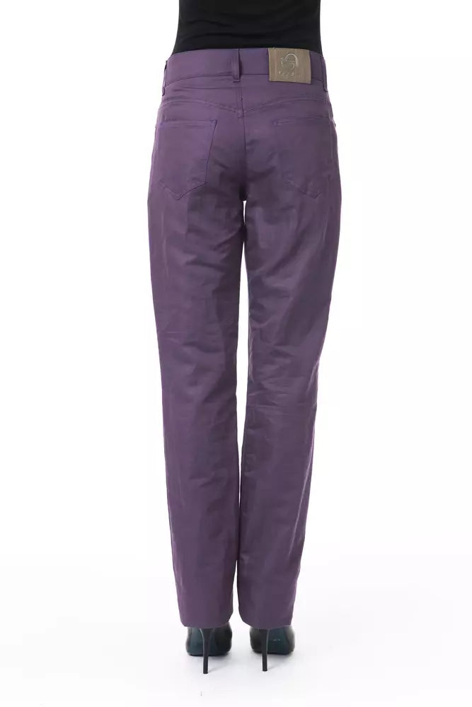 Pantaloni da donna in cotone viola BYBLOS