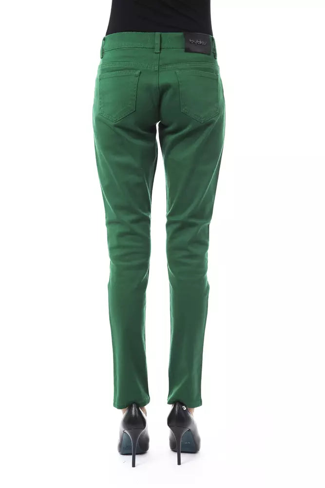 BYBLOS Pantaloni Slim in Cotone Verde da Donna