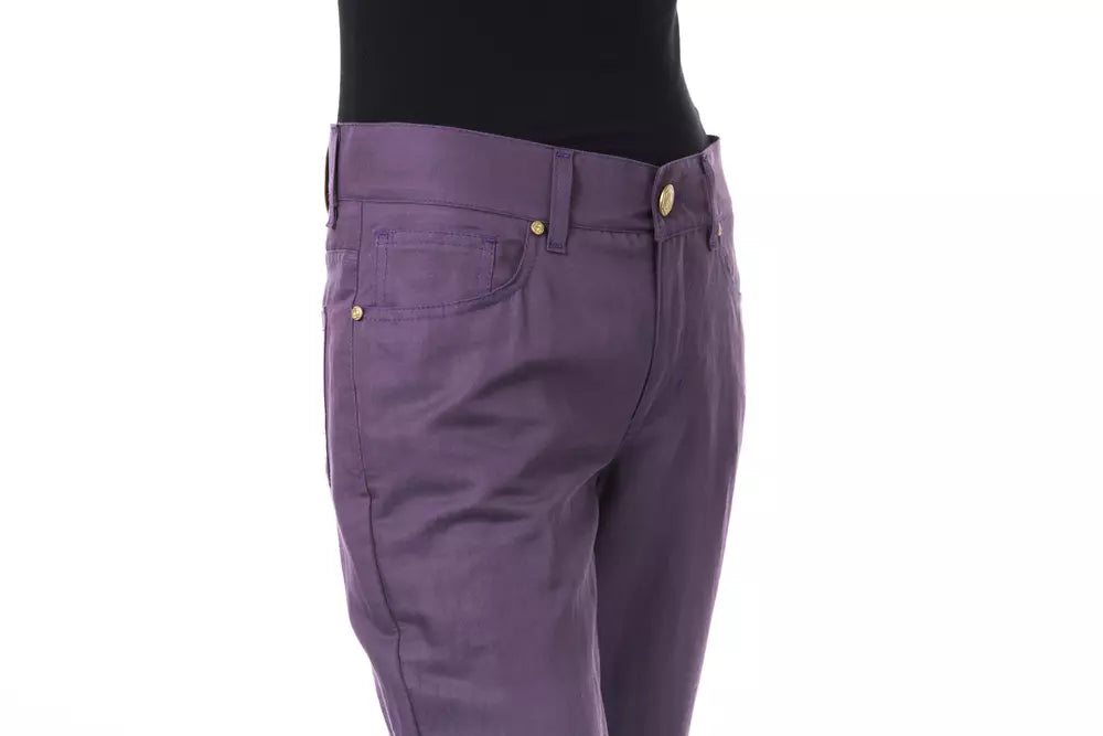 Pantaloni da donna in cotone viola BYBLOS
