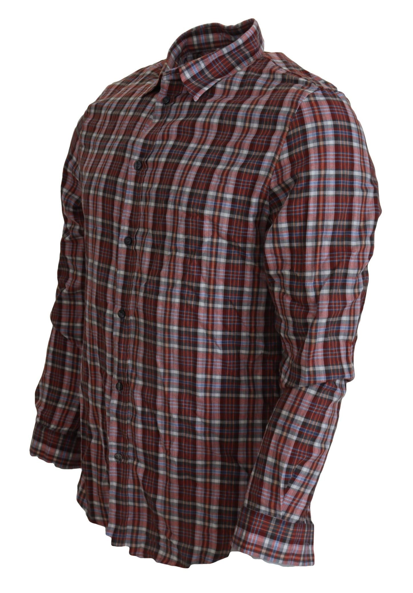 Camicia casual a maniche lunghe in cotone a quadri multicolor