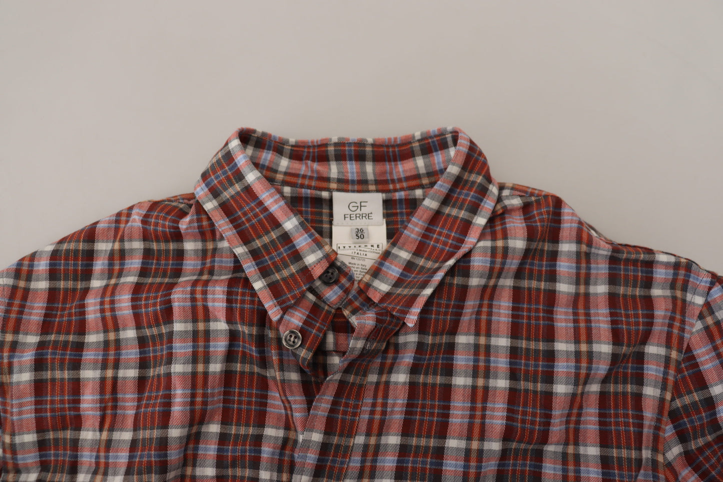 Camicia casual a maniche lunghe in cotone a quadri multicolor