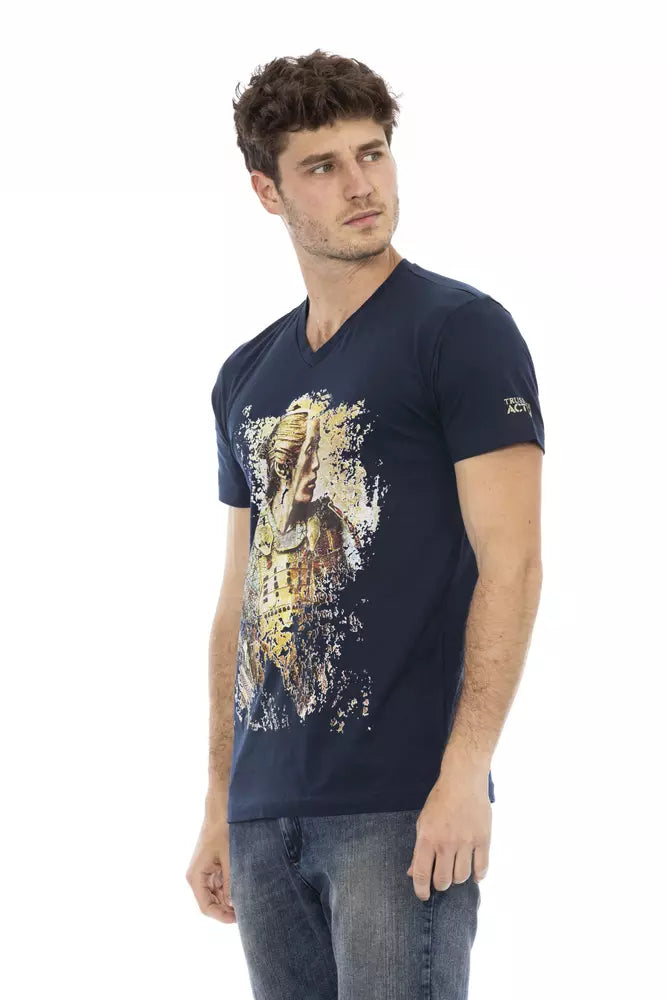 Camiseta de algodón azul