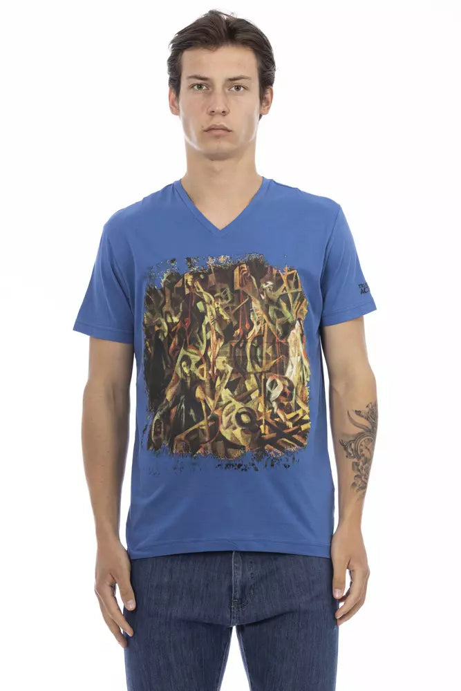 Camiseta de algodón azul