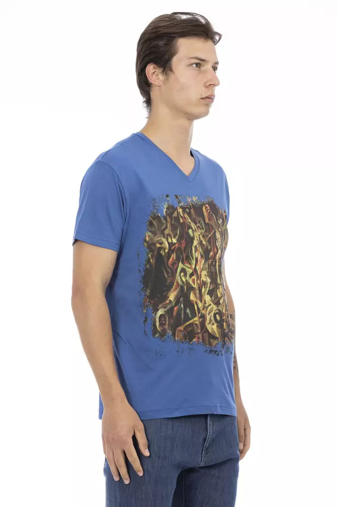 Camiseta de algodón azul