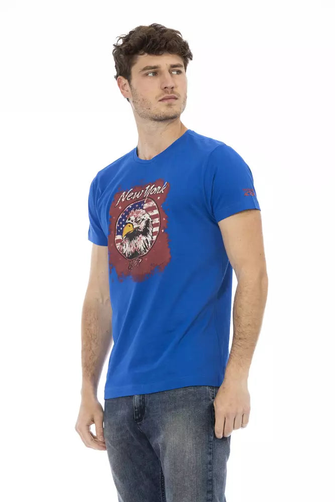 Camiseta de algodón azul