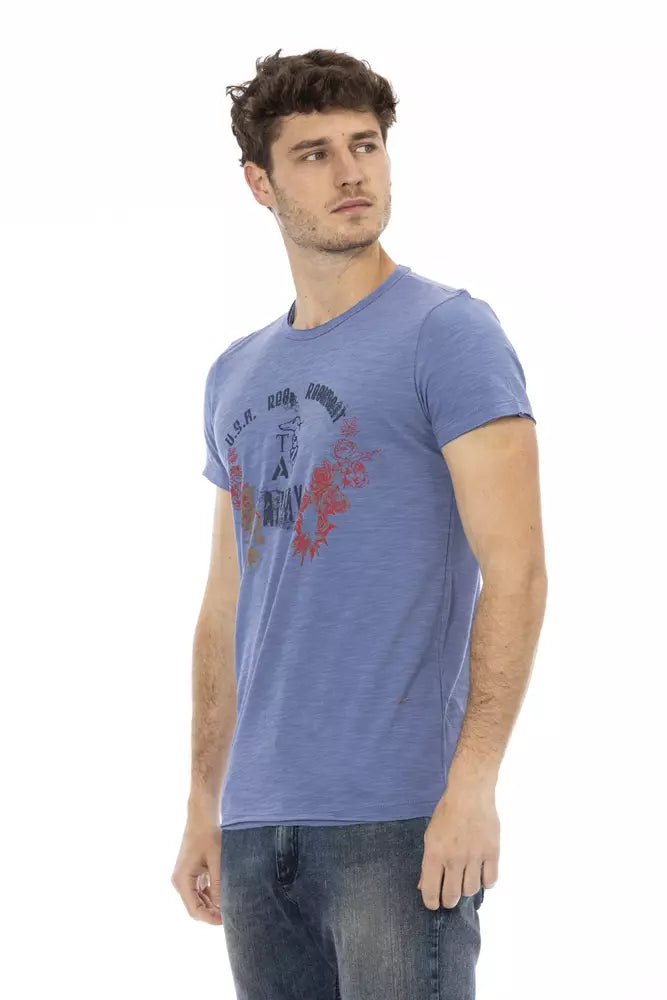 Camiseta de algodón azul