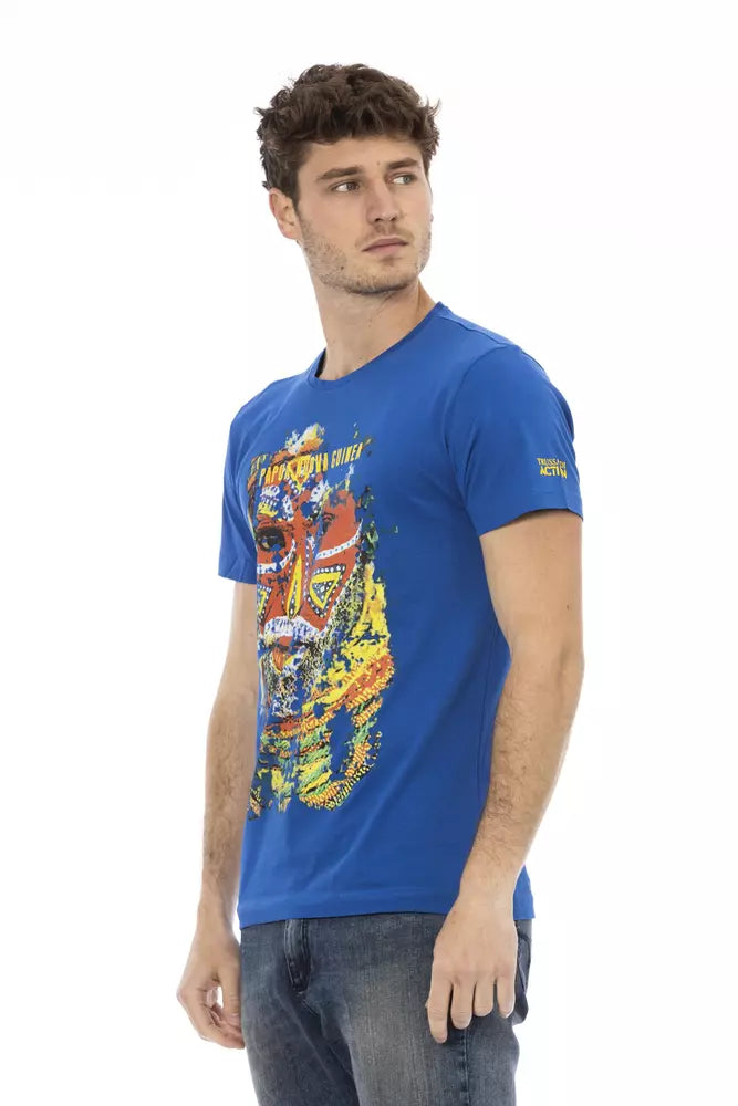 Camiseta de algodón azul
