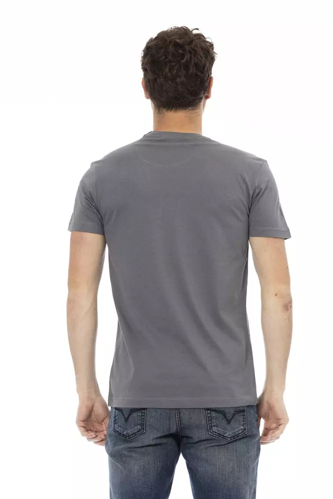 Schickes graues Kurzarm-Rundhals-T-Shirt