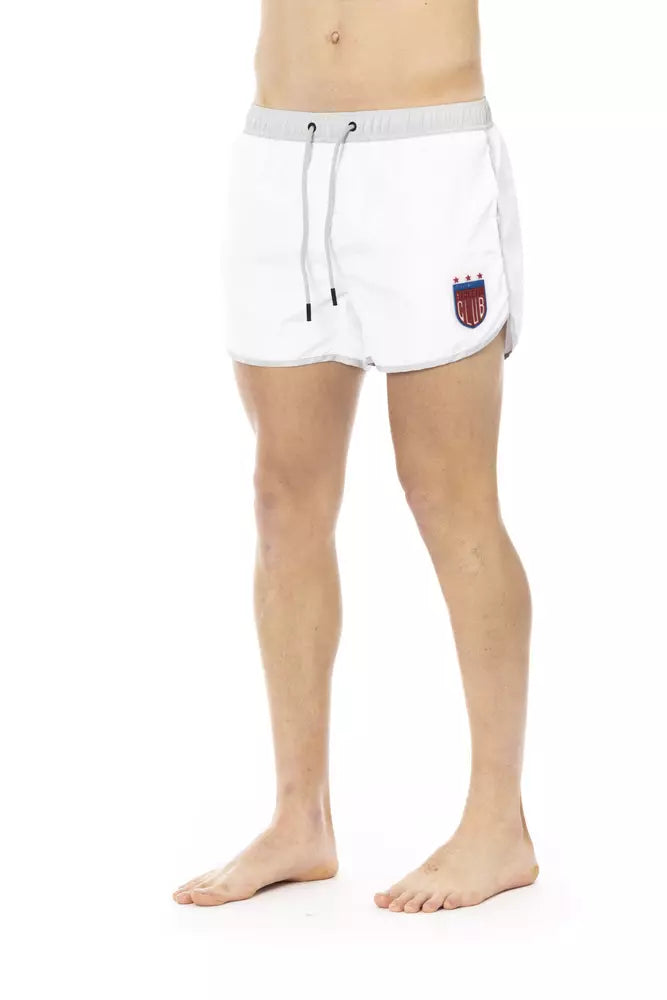 Short de bain pour hommes en polyester blanc Bikkembergs