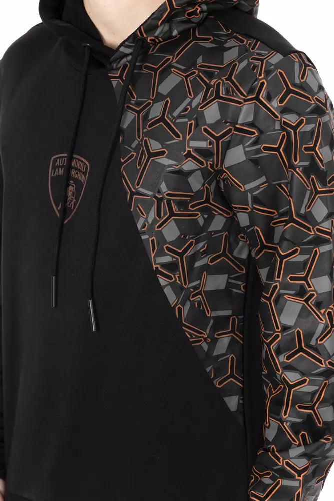 Felpa da uomo in cotone nero Automobili Lamborghini
