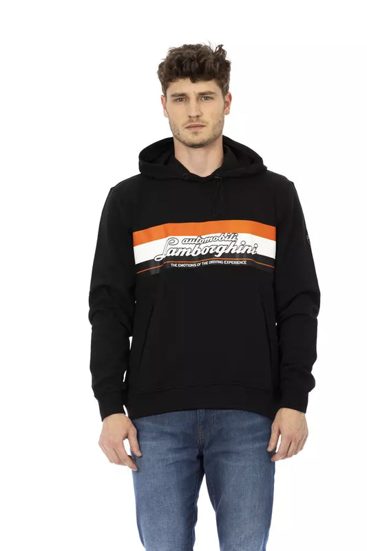 Sweat à capuche en coton noir pour hommes Automobili Lamborghini