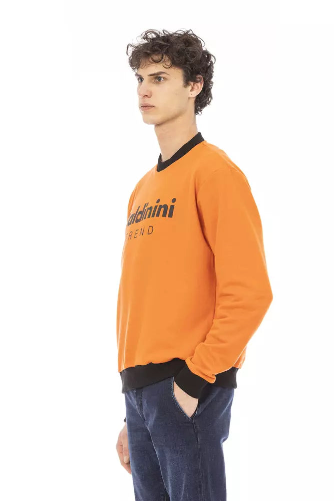 Baldinini Trend Orangefarbener Herrenpullover aus Baumwolle
