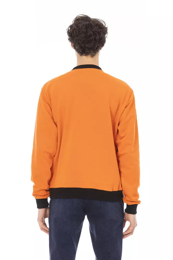 Baldinini Trend Orangefarbener Herrenpullover aus Baumwolle