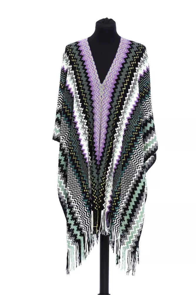 Poncho de lana multicolor