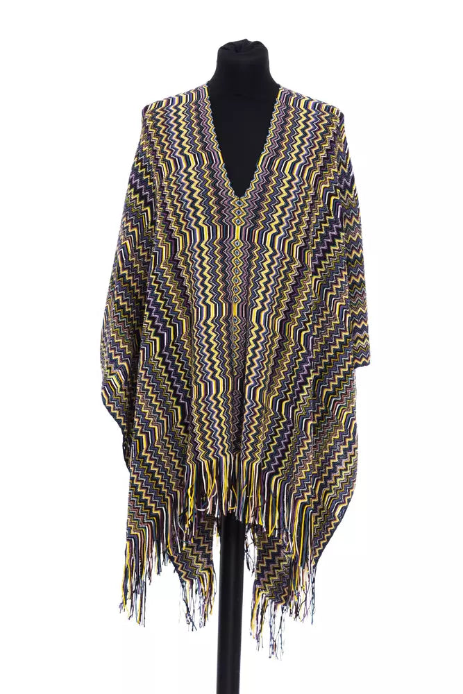 Poncho de lana multicolor