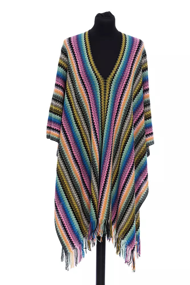 Poncho de lana multicolor