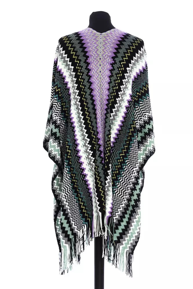 Poncho de lana multicolor