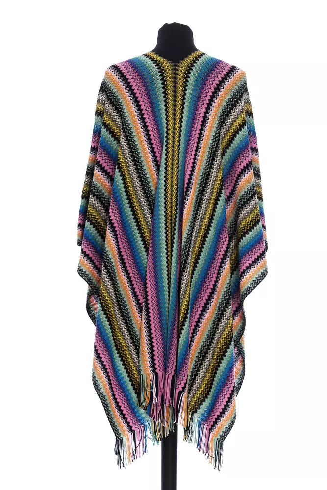 Poncho de lana multicolor