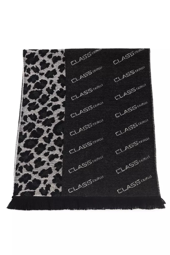 Écharpe pour homme en laine noire Cavalli Class