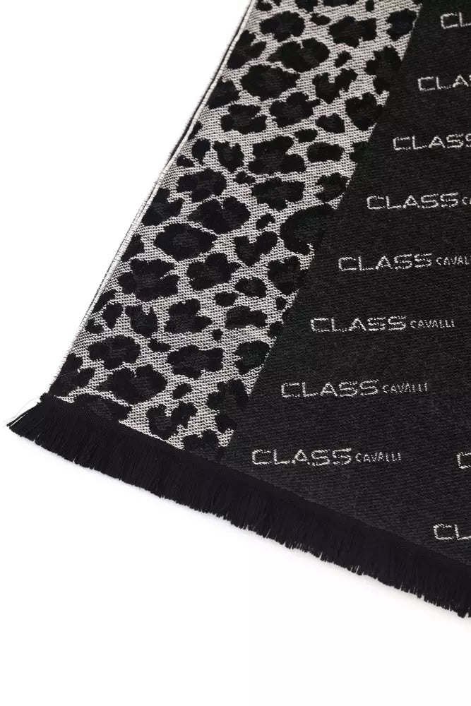 Écharpe pour homme en laine noire Cavalli Class