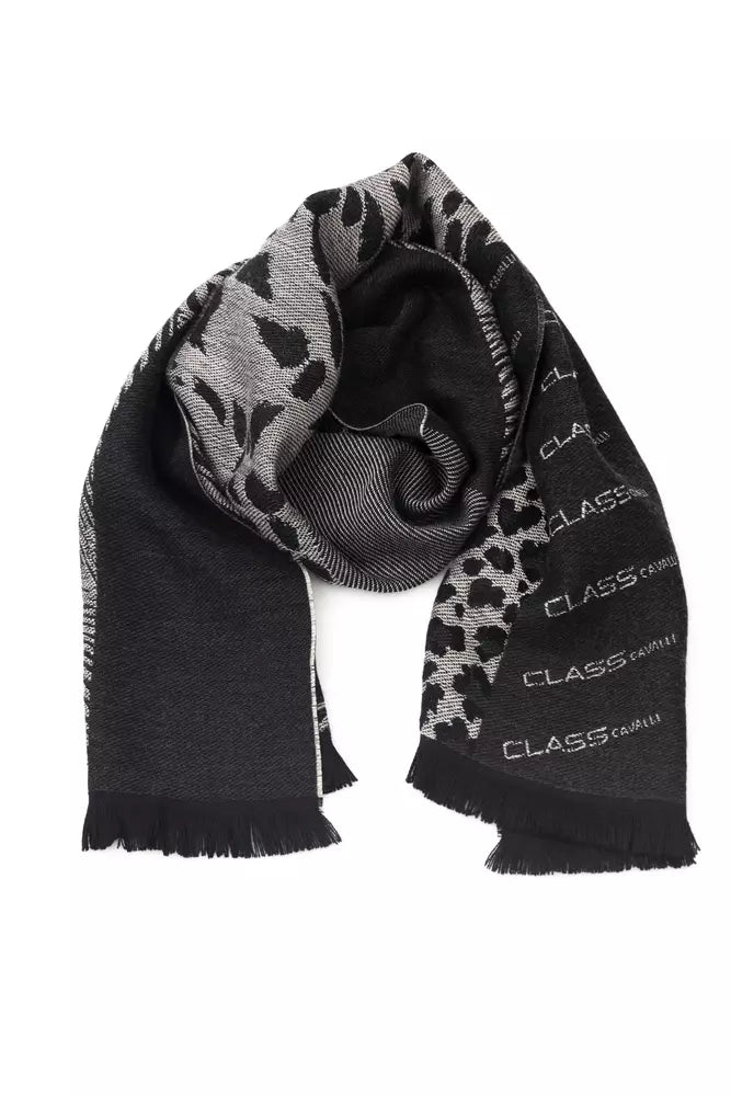 Écharpe pour homme en laine noire Cavalli Class