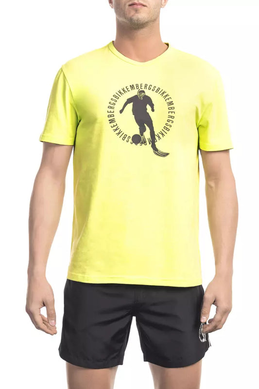 Bikkembergs T-Shirt da Uomo in Cotone Giallo