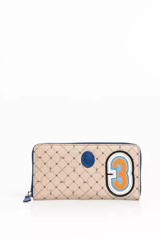 Portefeuille pour hommes en cuir beige Trussardi