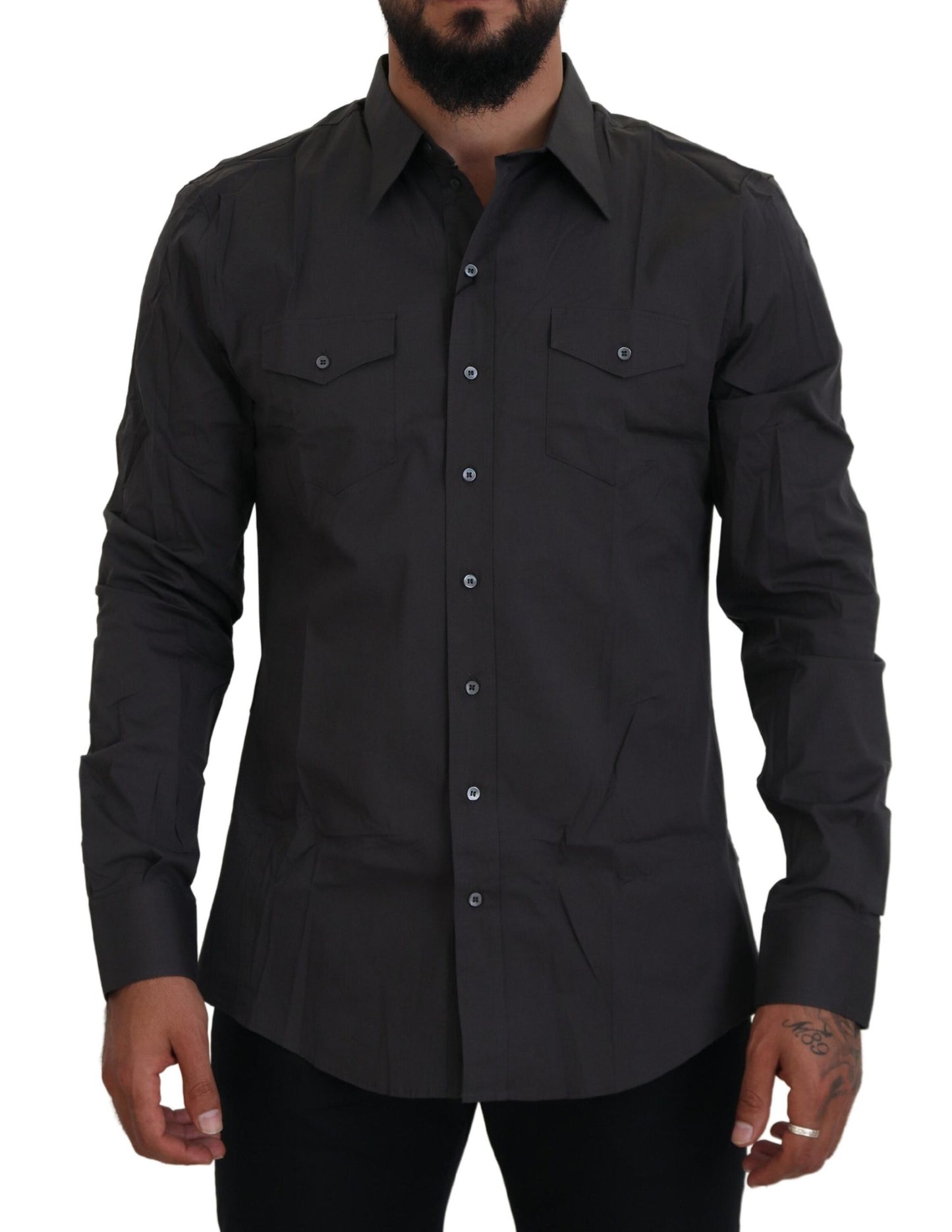 Camicia elegante elasticizzata slim fit SICILIA grigia