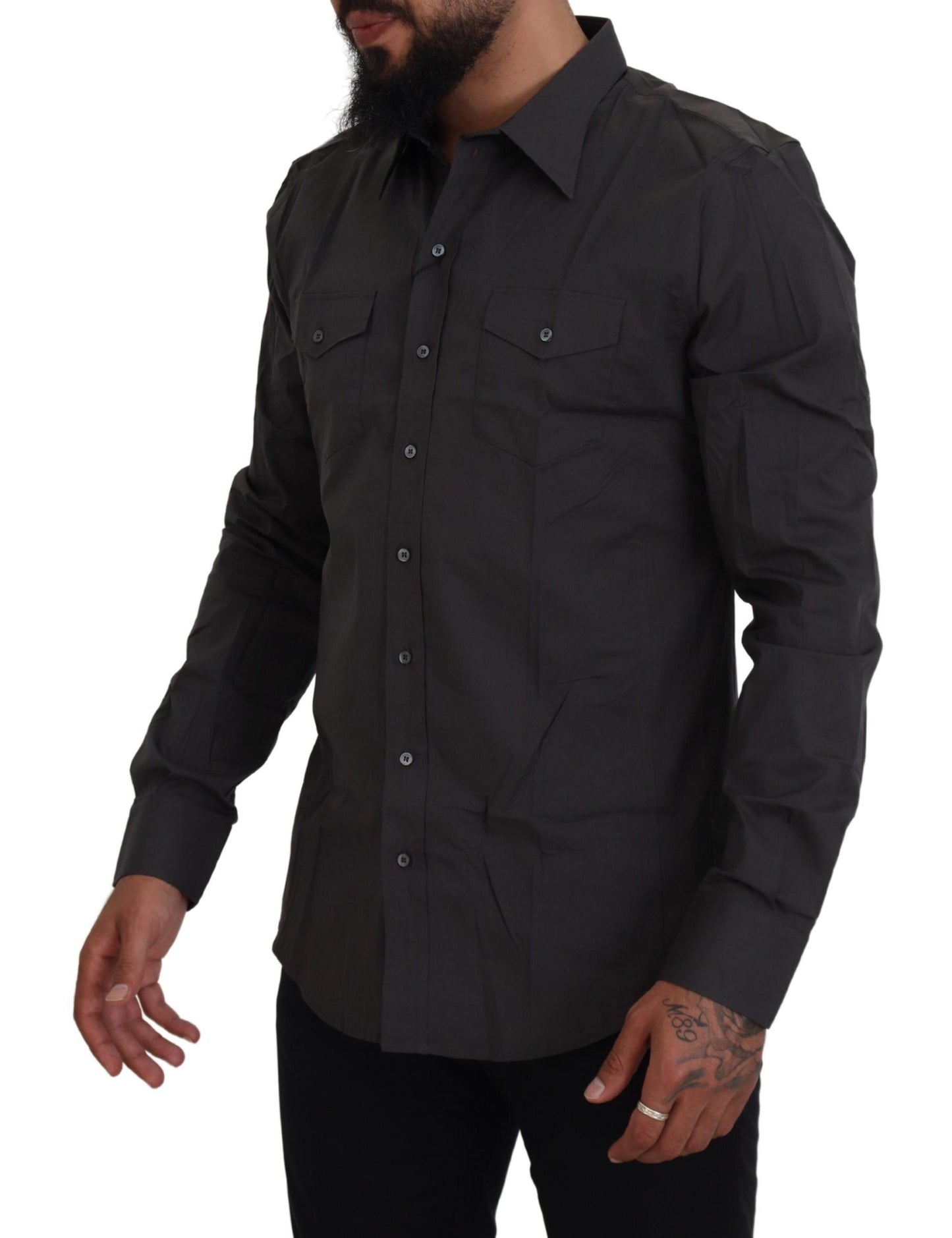 Camicia elegante elasticizzata slim fit SICILIA grigia