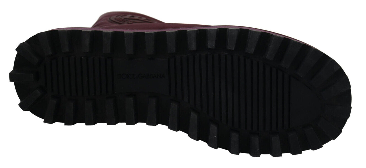 Botas de nailon burdeos Zapatos de caña media acolchados