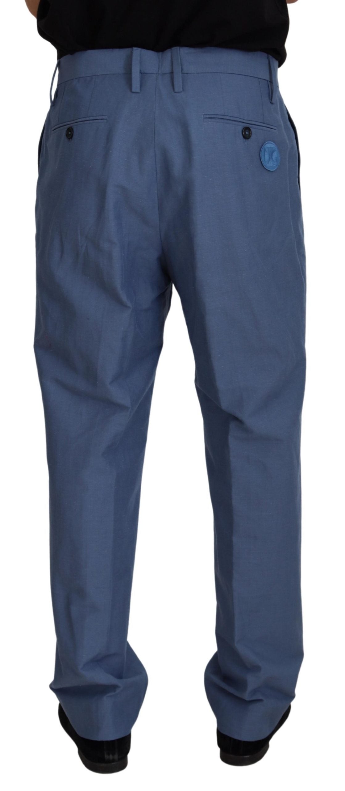 Pantalones formales chinos de lino azul para hombre