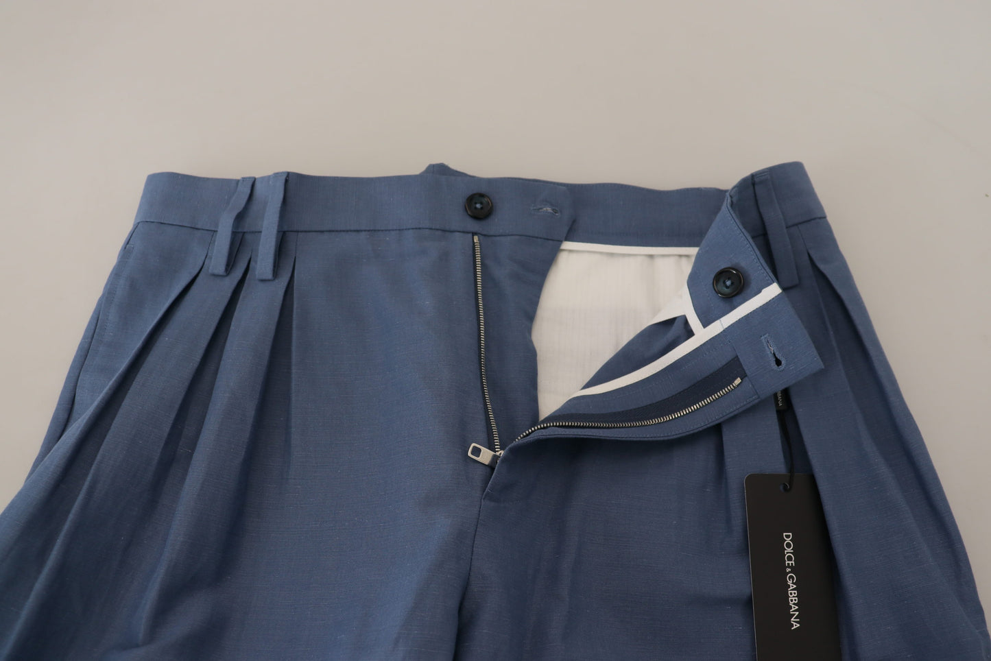 Pantalones formales chinos de lino azul para hombre