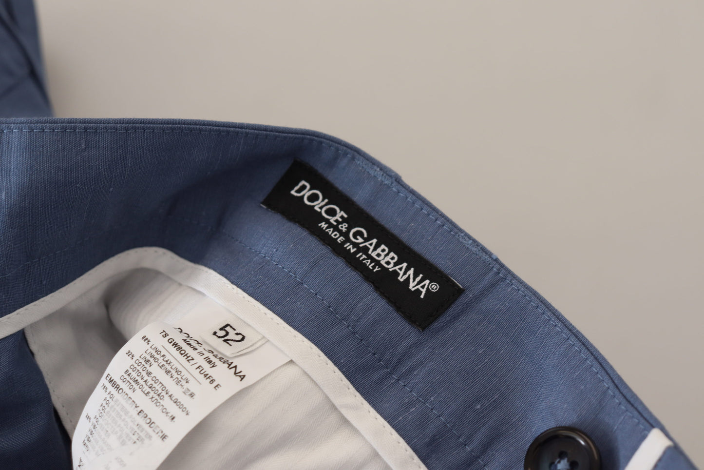Pantalones formales chinos de lino azul para hombre