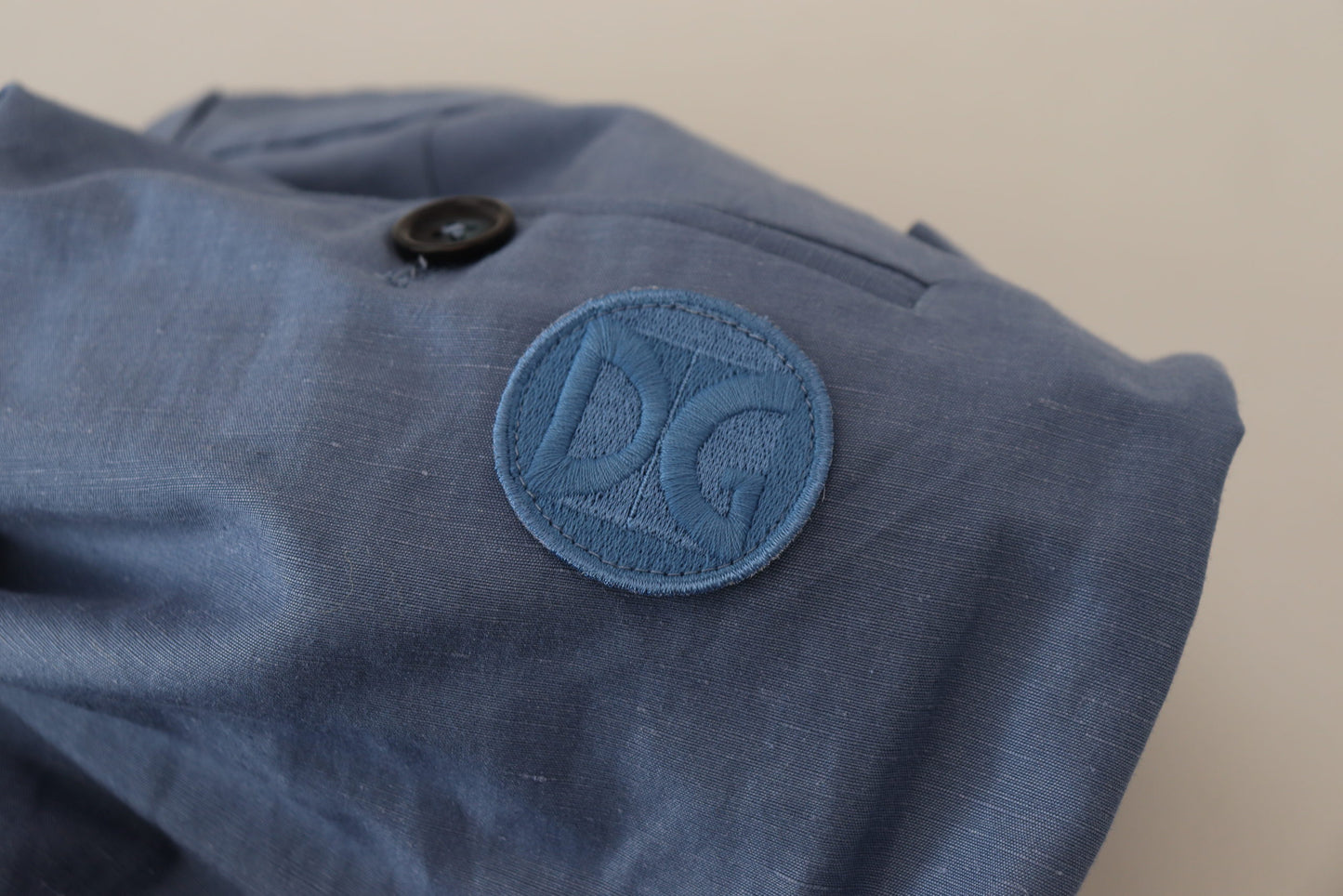 Pantalones formales chinos de lino azul para hombre