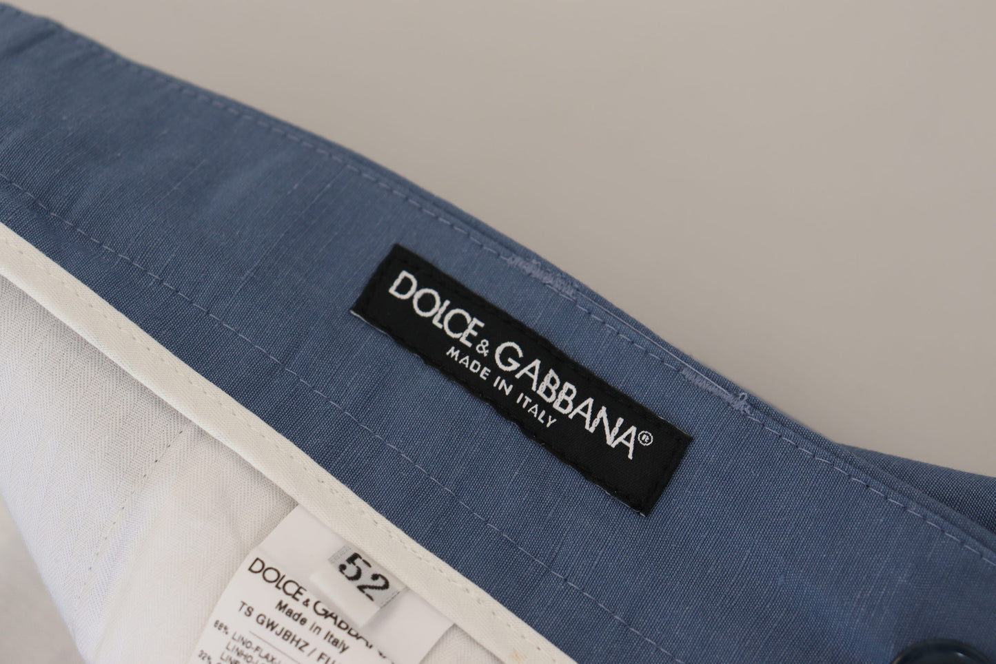 Pantaloni formali chino di lino blu