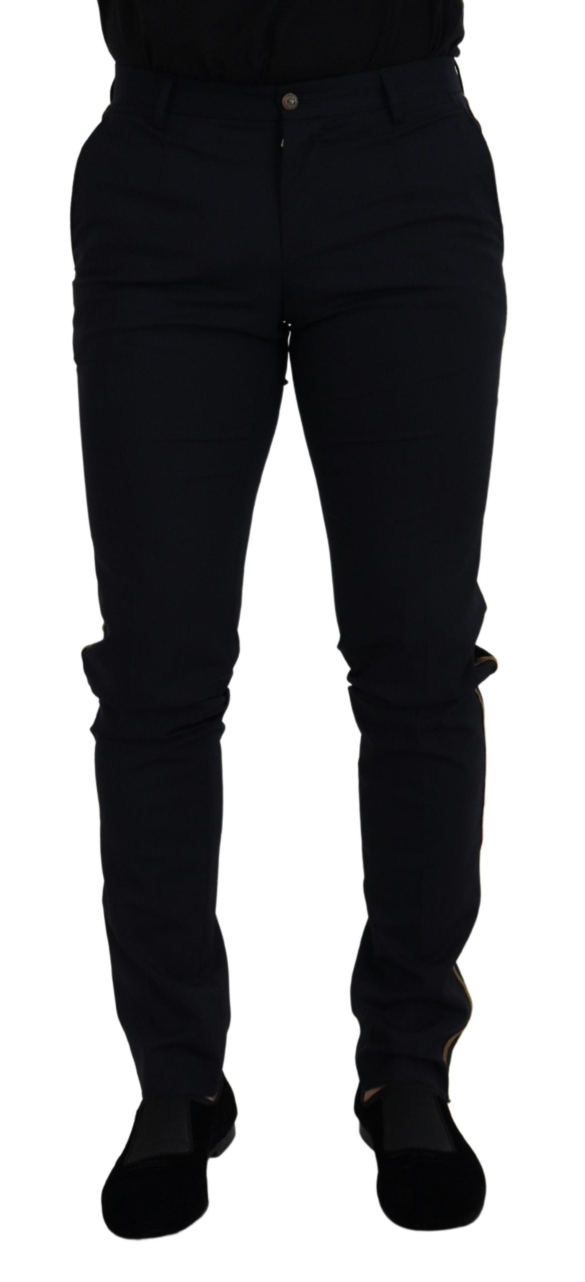 Pantalones formales delgados de lana negros