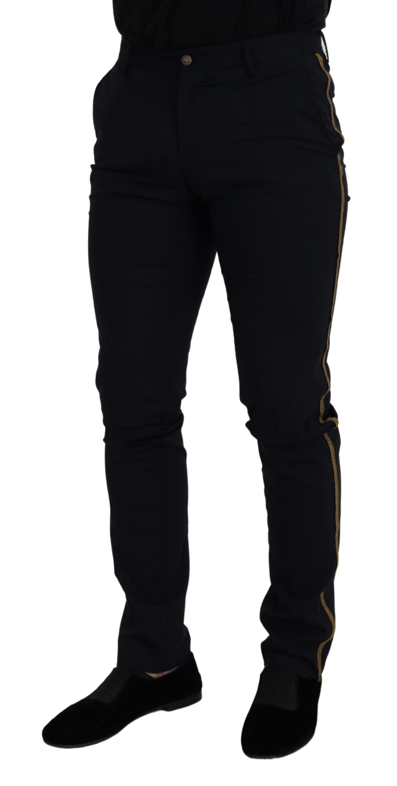 Pantalones formales delgados de lana negros