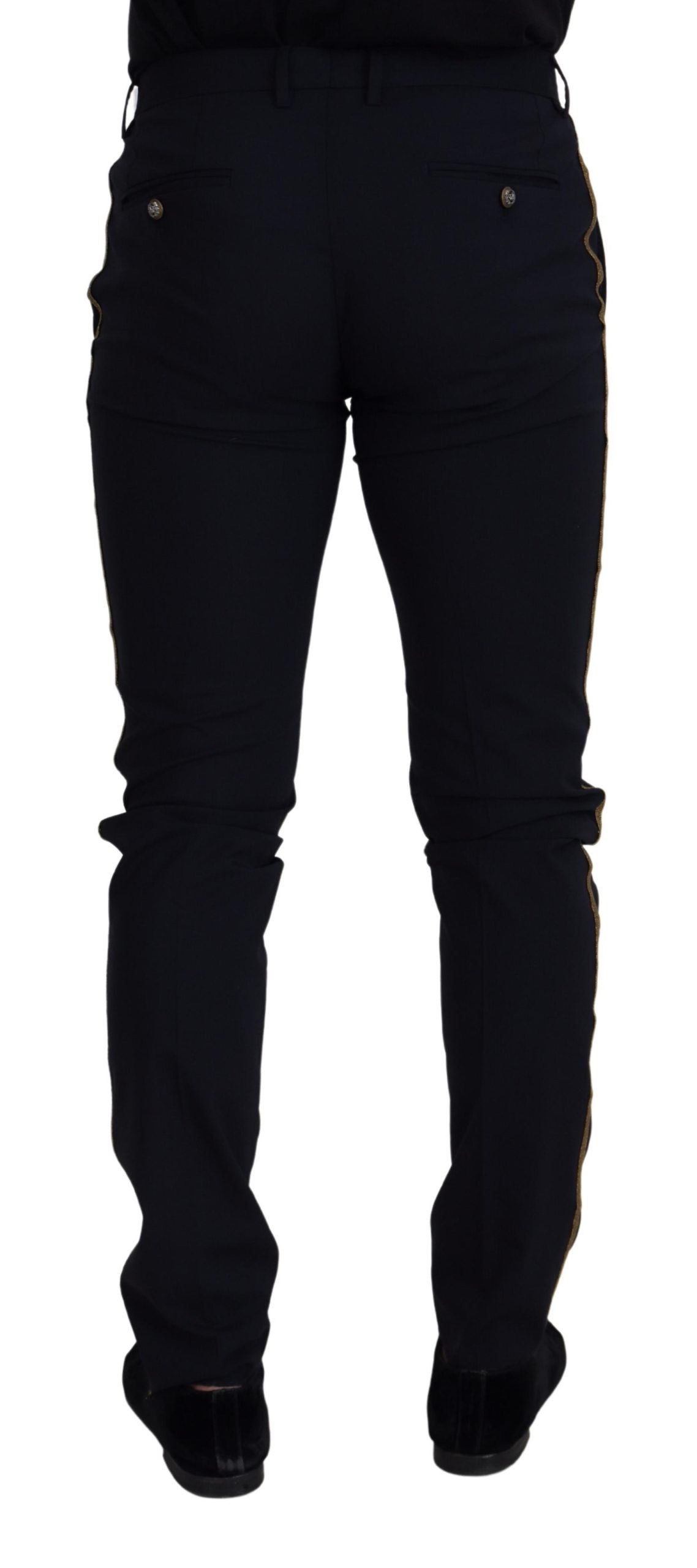 Pantalones formales delgados de lana negros