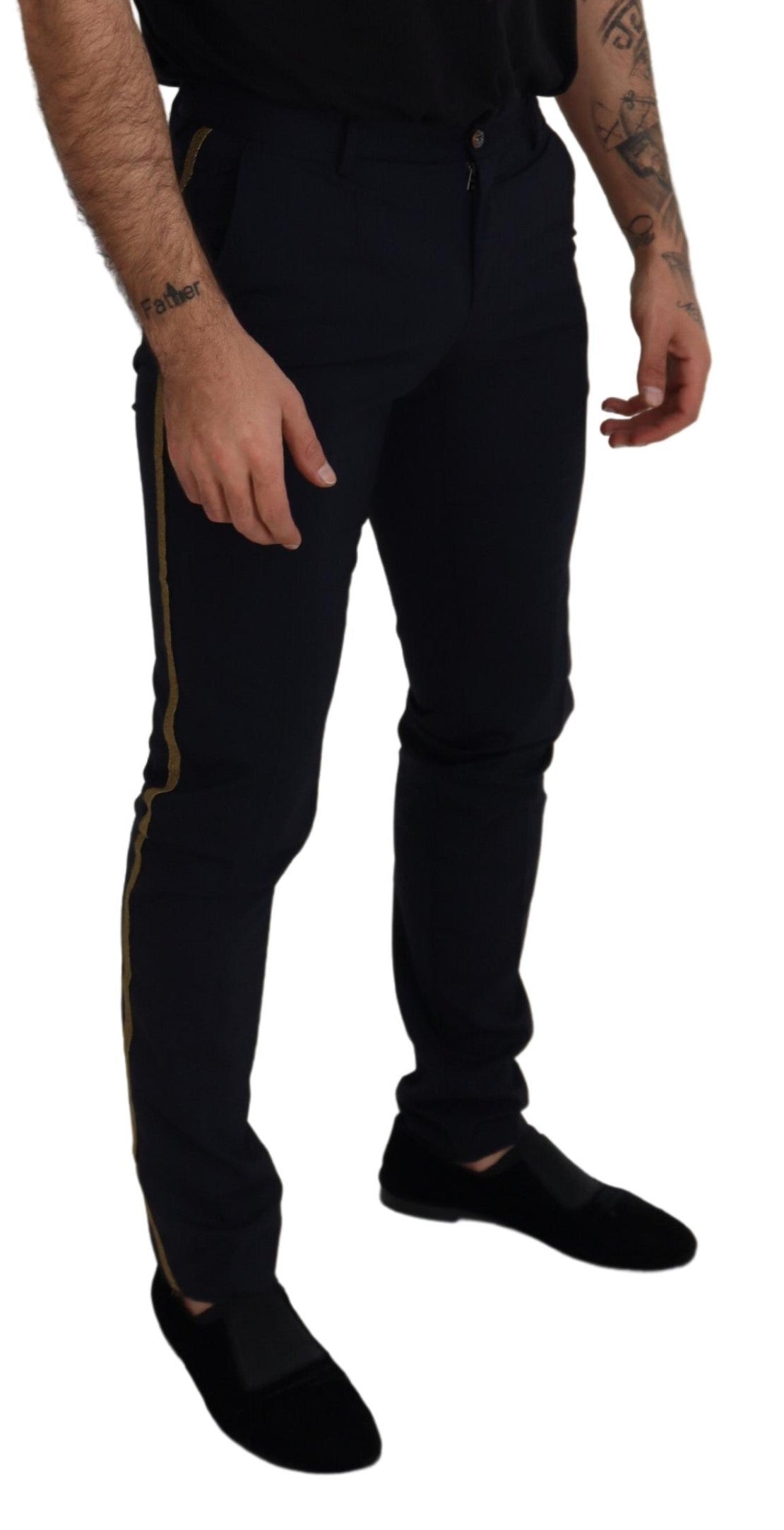 Pantalones formales delgados de lana negros
