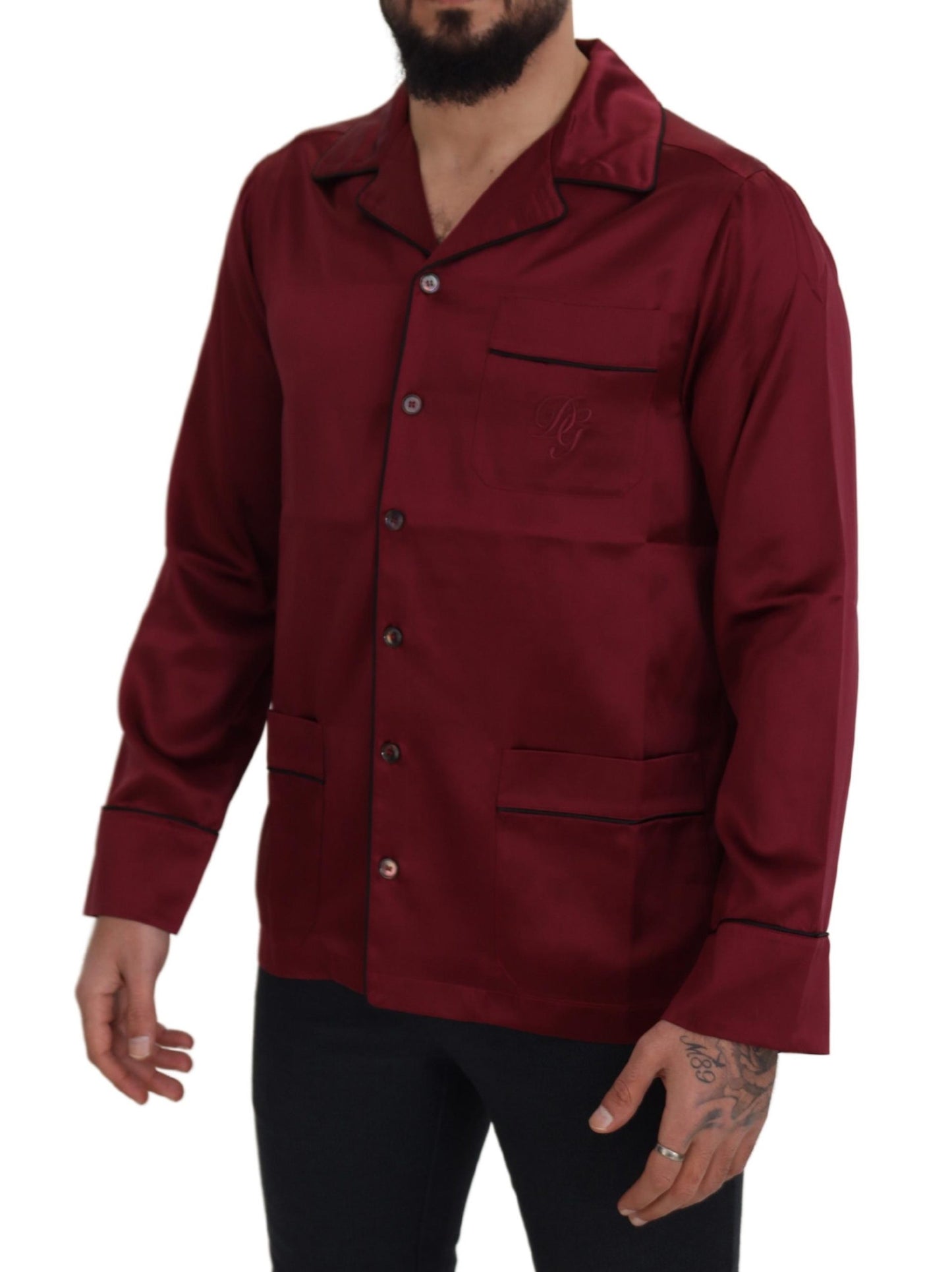 Camicia da notte pigiama con top in seta rossa