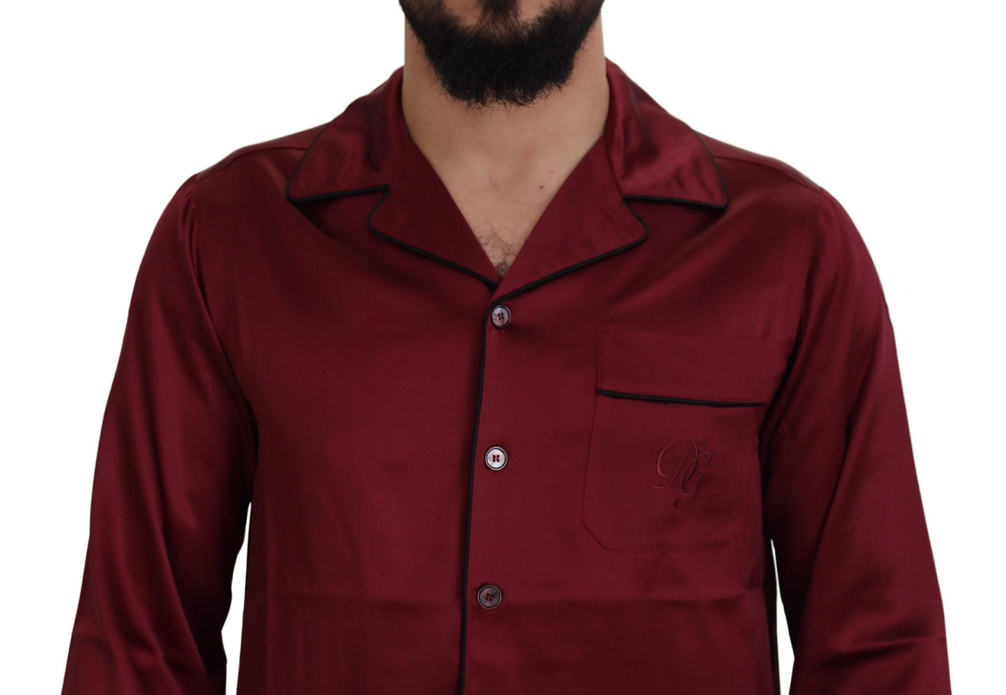 Camicia da notte pigiama con top in seta rossa