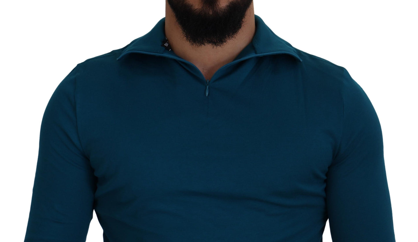 Dolce & Gabbana Eleganter blauer Baumwollpullover