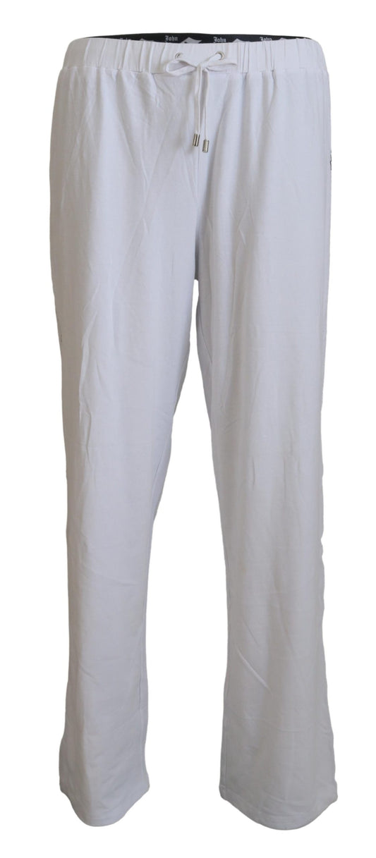 Pantalones holgados de hombre de algodón blanco con logo