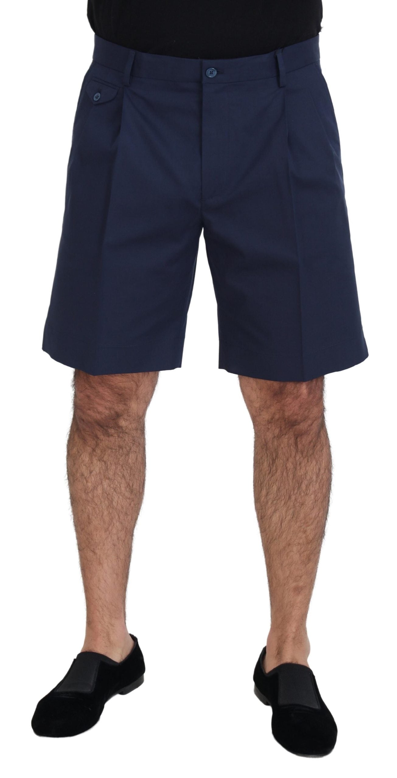 Pantaloncini casual in cotone elasticizzato chino blu