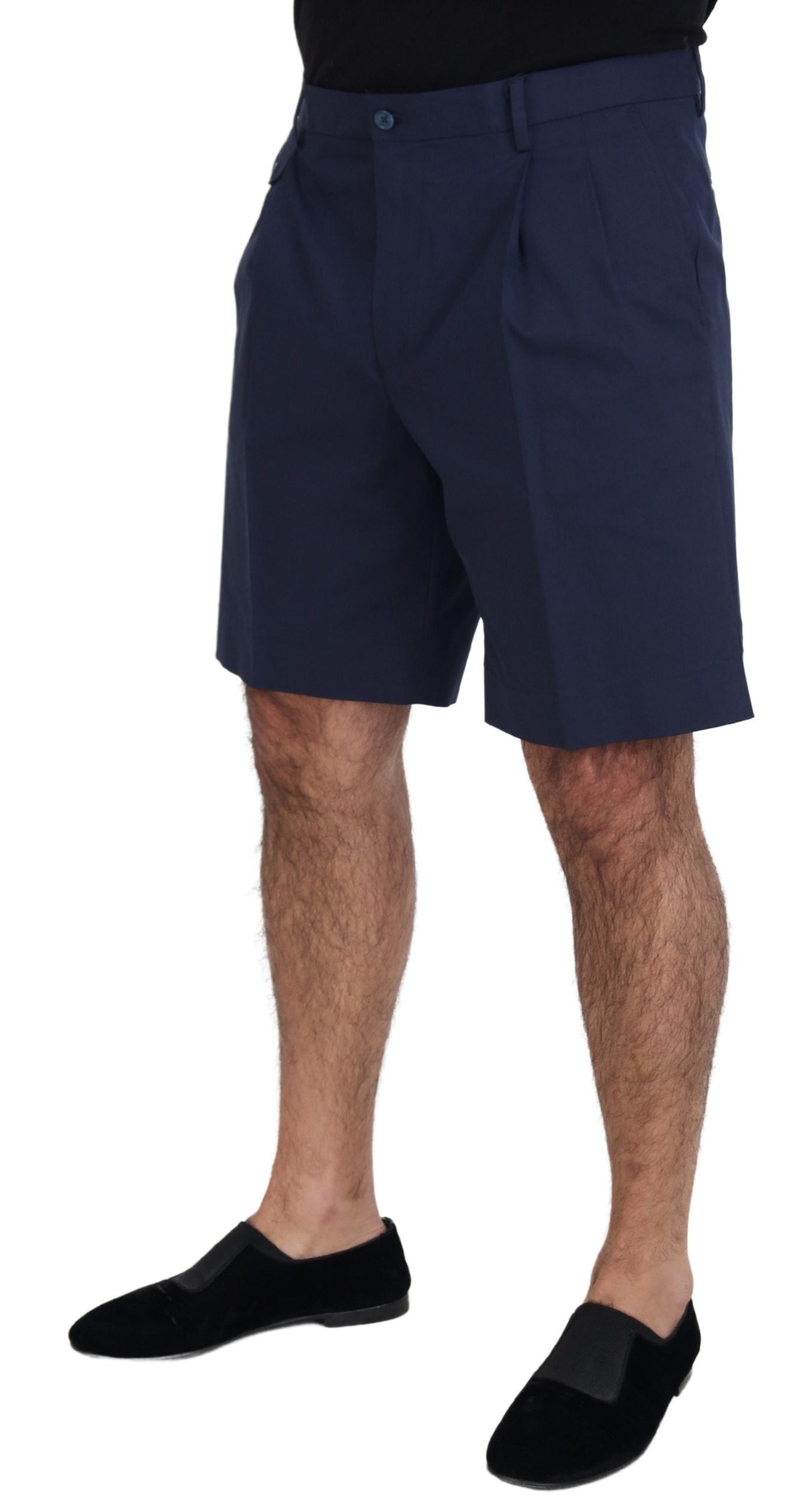 Pantaloncini casual in cotone elasticizzato chino blu