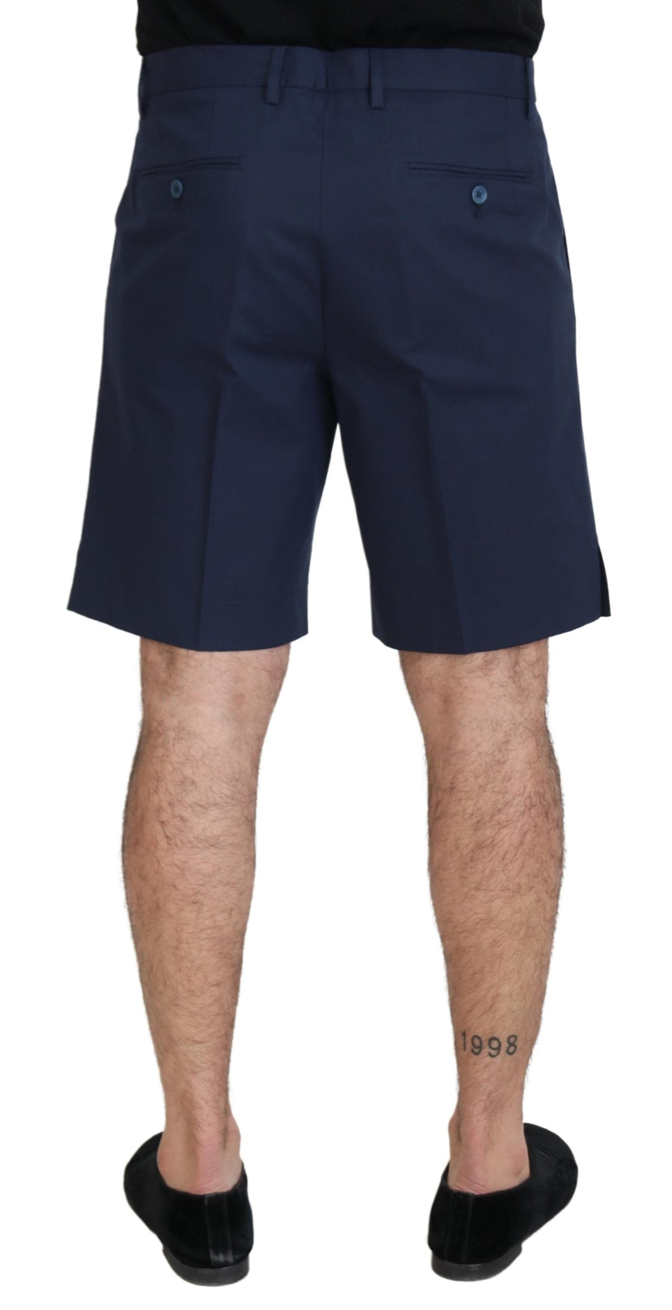 Pantaloncini casual in cotone elasticizzato chino blu