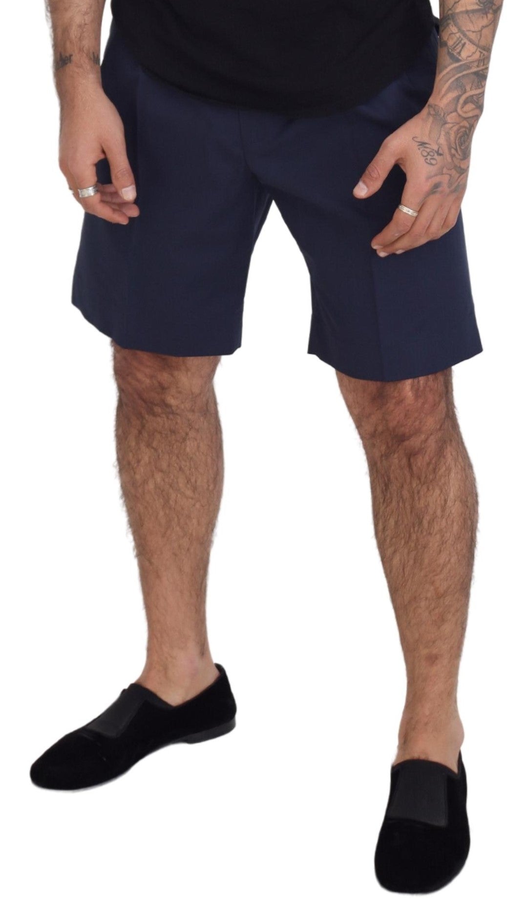 Pantaloncini casual in cotone elasticizzato chino blu